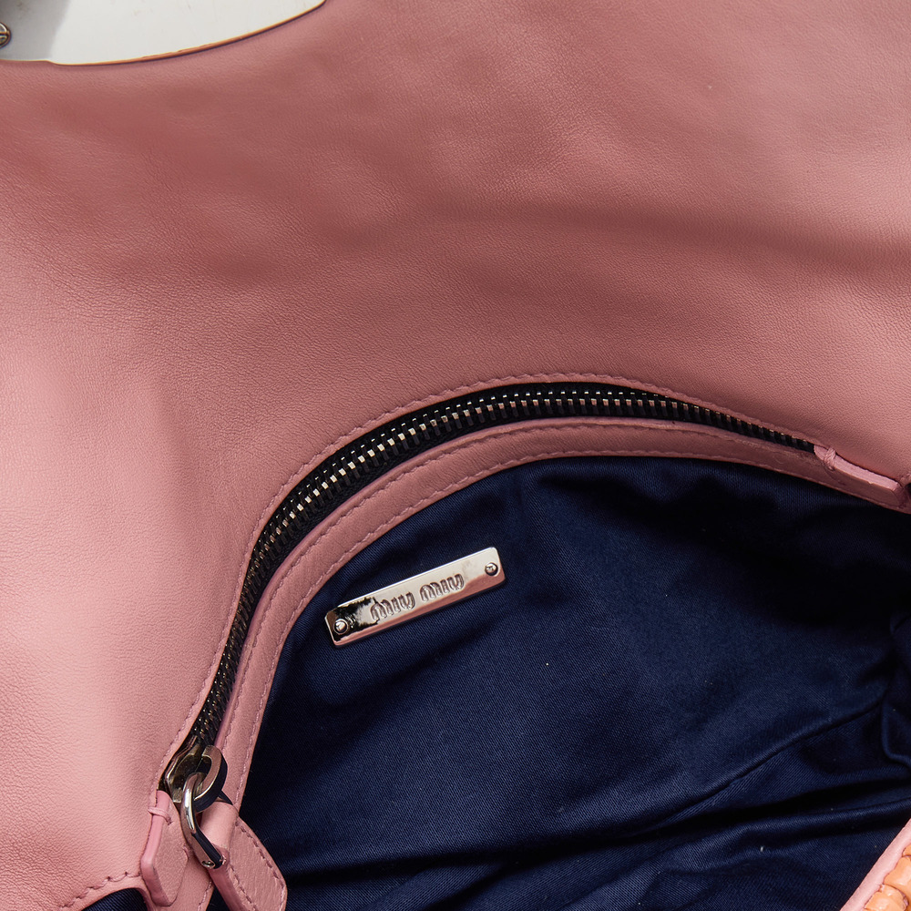 MIU MIU Tangerine Matelasse Leather Crystal Flap Shoulder Bag - Picture 7 of 8